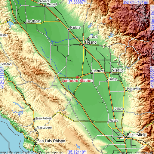 Topographic map of Lemoore Station