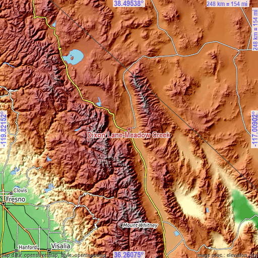 Topographic map of Dixon Lane-Meadow Creek