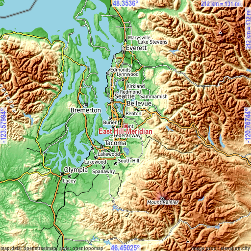 Topographic map of East Hill-Meridian