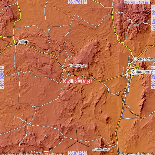 Topographic map of Skyline-Ganipa