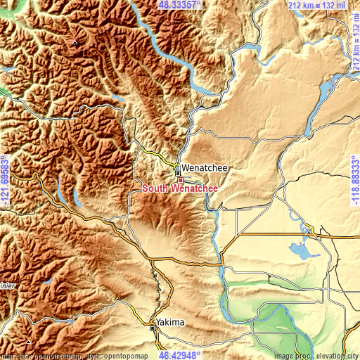 Topographic map of South Wenatchee