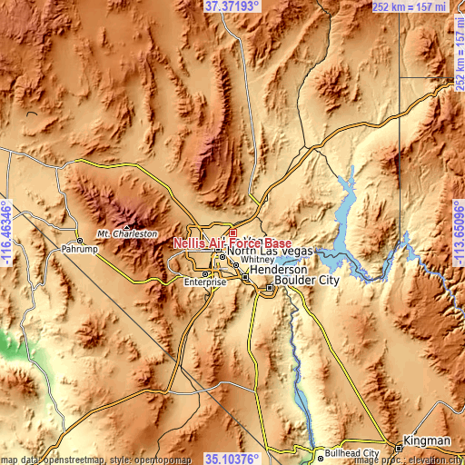 Topographic map of Nellis Air Force Base
