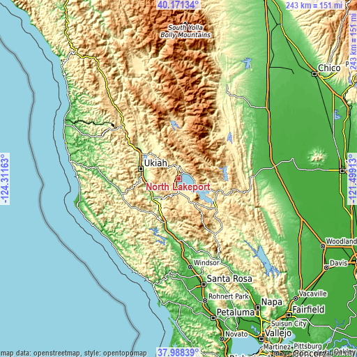 Topographic map of North Lakeport