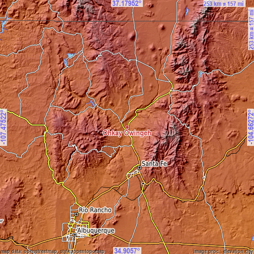 Topographic map of Ohkay Owingeh