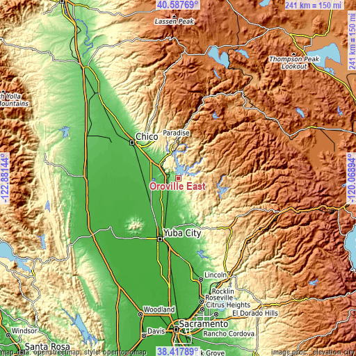 Topographic map of Oroville East