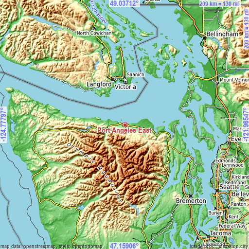 Topographic map of Port Angeles East