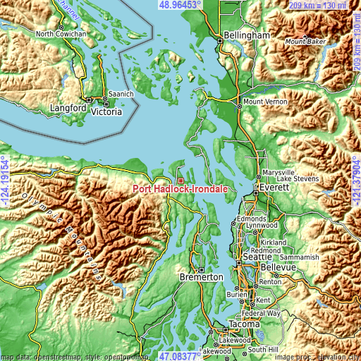 Topographic map of Port Hadlock-Irondale