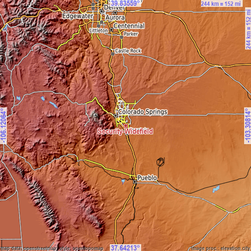 Topographic map of Security-Widefield