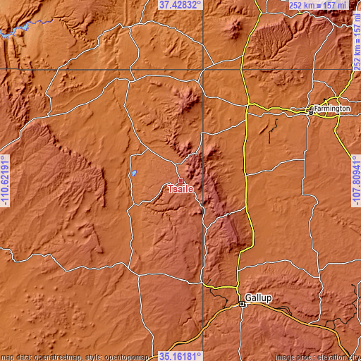 Topographic map of Tsaile