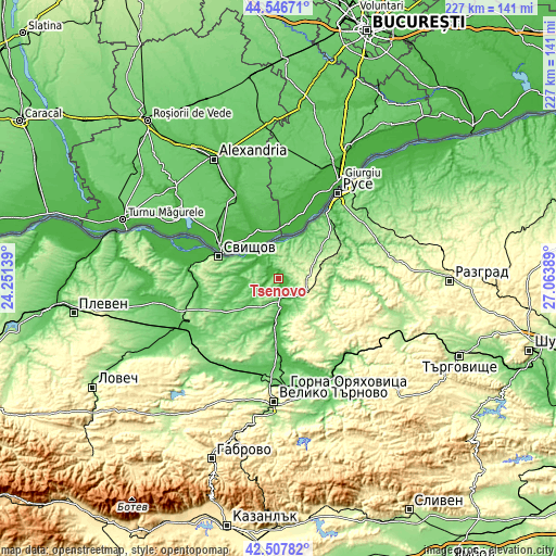 Topographic map of Tsenovo