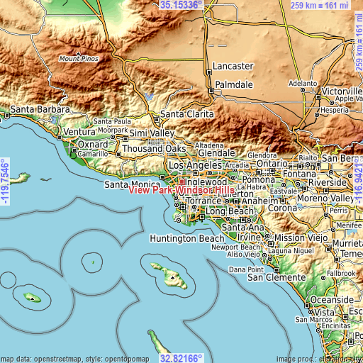 Topographic map of View Park-Windsor Hills