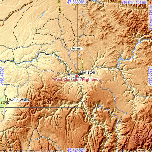 Topographic map of West Clarkston-Highland