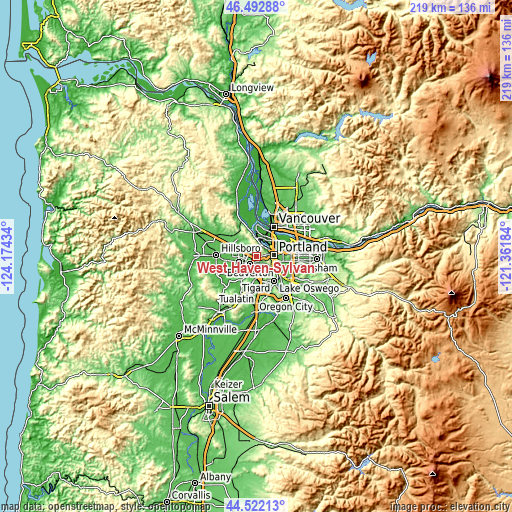 Topographic map of West Haven-Sylvan