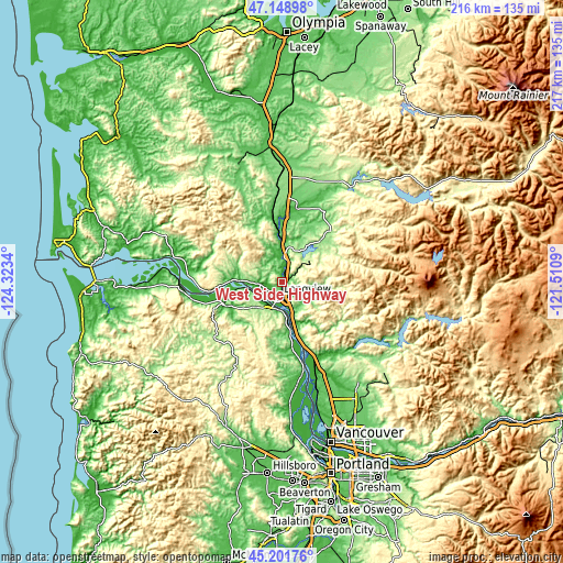 Topographic map of West Side Highway