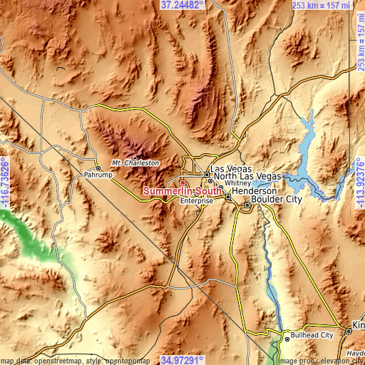 Topographic map of Summerlin South