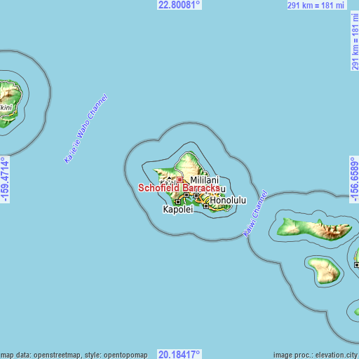 Topographic map of Schofield Barracks