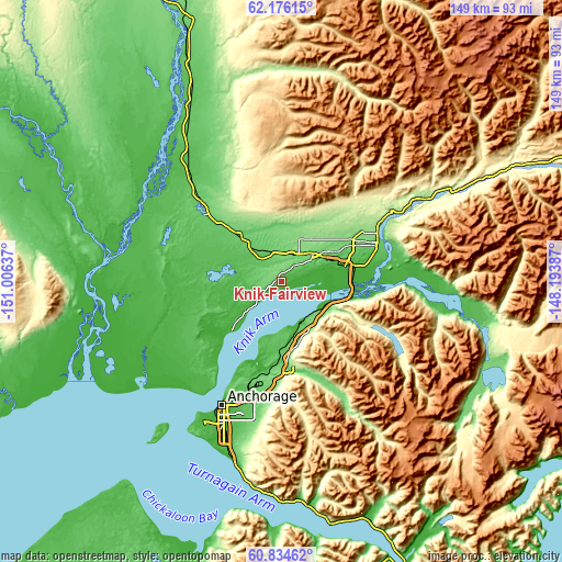 Topographic map of Knik-Fairview