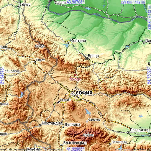 Topographic map of Svoge