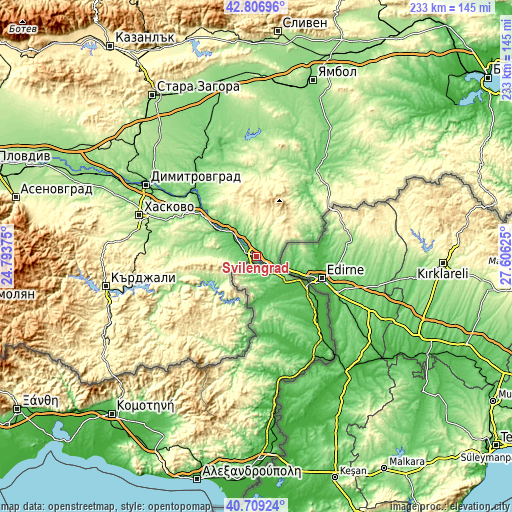 Topographic map of Svilengrad