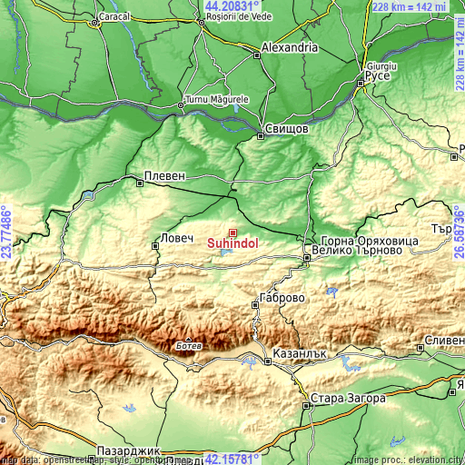 Topographic map of Suhindol