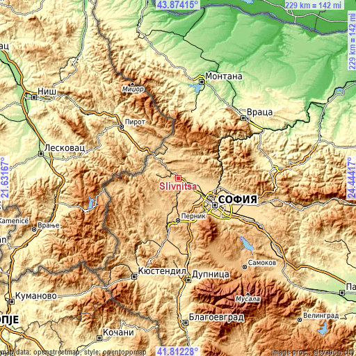 Topographic map of Slivnitsa
