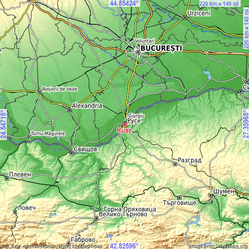 Topographic map of Ruse