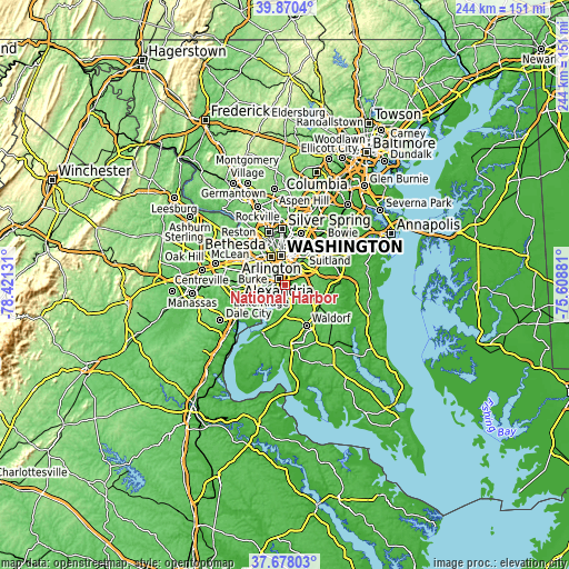 Topographic map of National Harbor