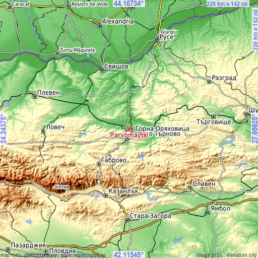 Topographic map of Parvomaytsi