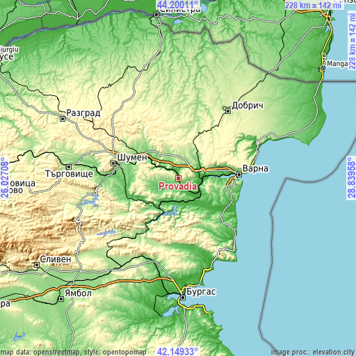 Topographic map of Provadia