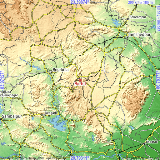 Topographic map of Barbil