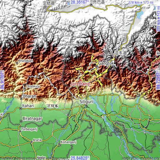 Topographic map of Jorethang