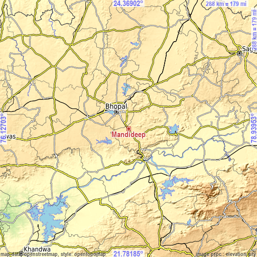 Topographic map of Mandideep