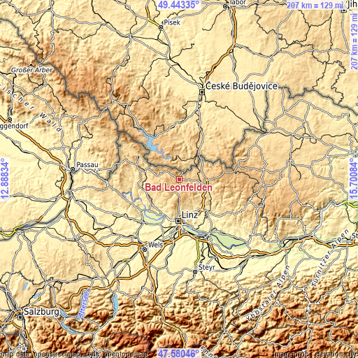 Topographic map of Bad Leonfelden