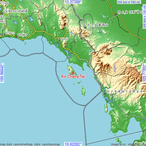 Topographic map of Ko Chang Tai