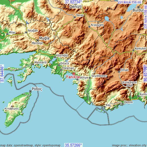 Topographic map of Yaniklar