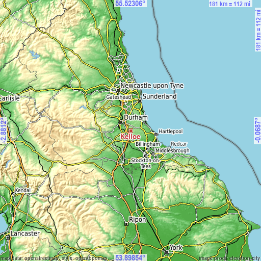 Topographic map of Kelloe