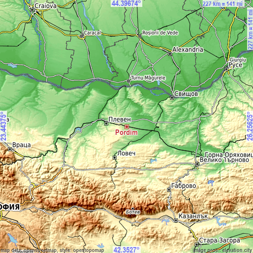 Topographic map of Pordim