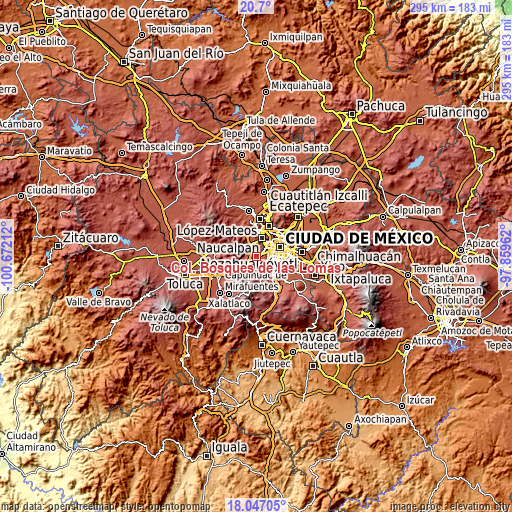 Topographic map of Col. Bosques de las Lomas