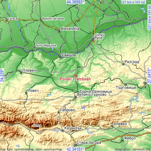 Topographic map of Polski Trambesh