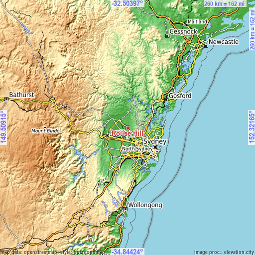 Topographic map of Rouse Hill