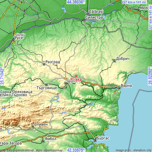 Topographic map of Pliska