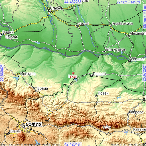 Topographic map of Iskar