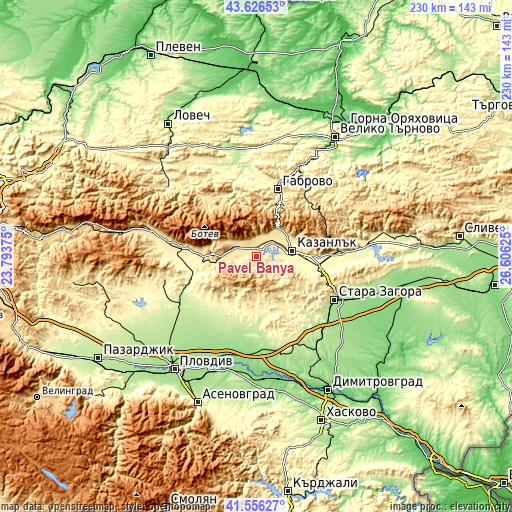 Topographic map of Pavel Banya