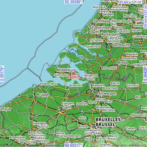 Topographic map of Kapelle