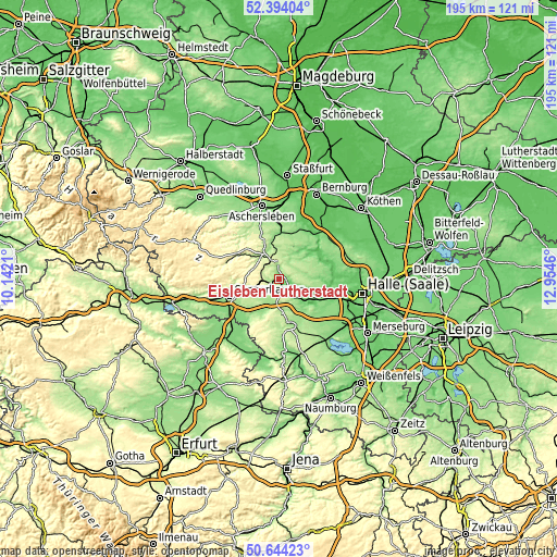 Topographic map of Eisleben Lutherstadt