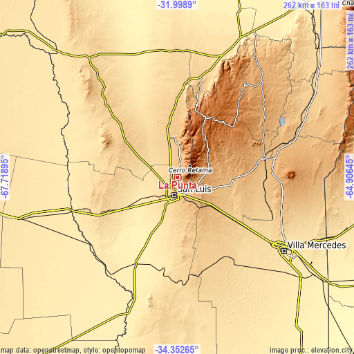 Topographic map of La Punta