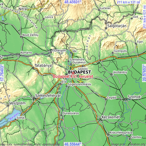 Topographic map of Budapest XVI. kerület