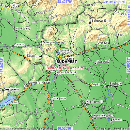 Topographic map of Budapest XVII. kerület