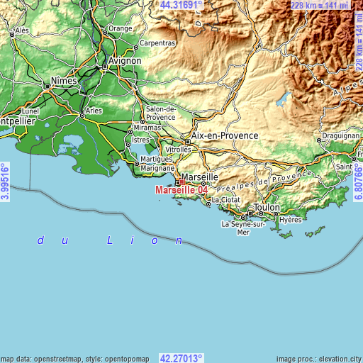 Topographic map of Marseille 04