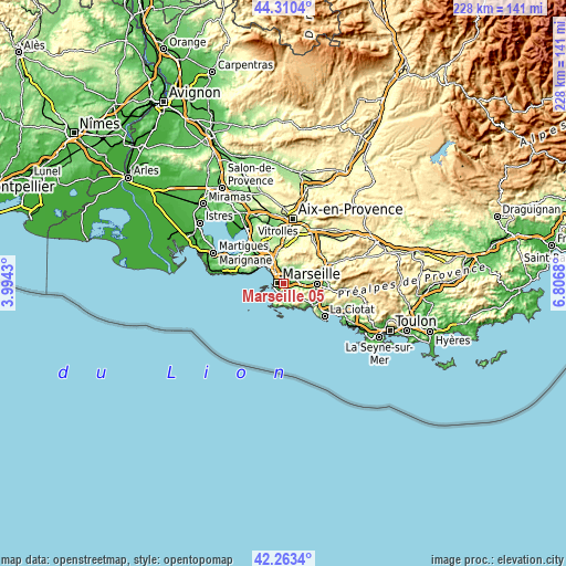 Topographic map of Marseille 05